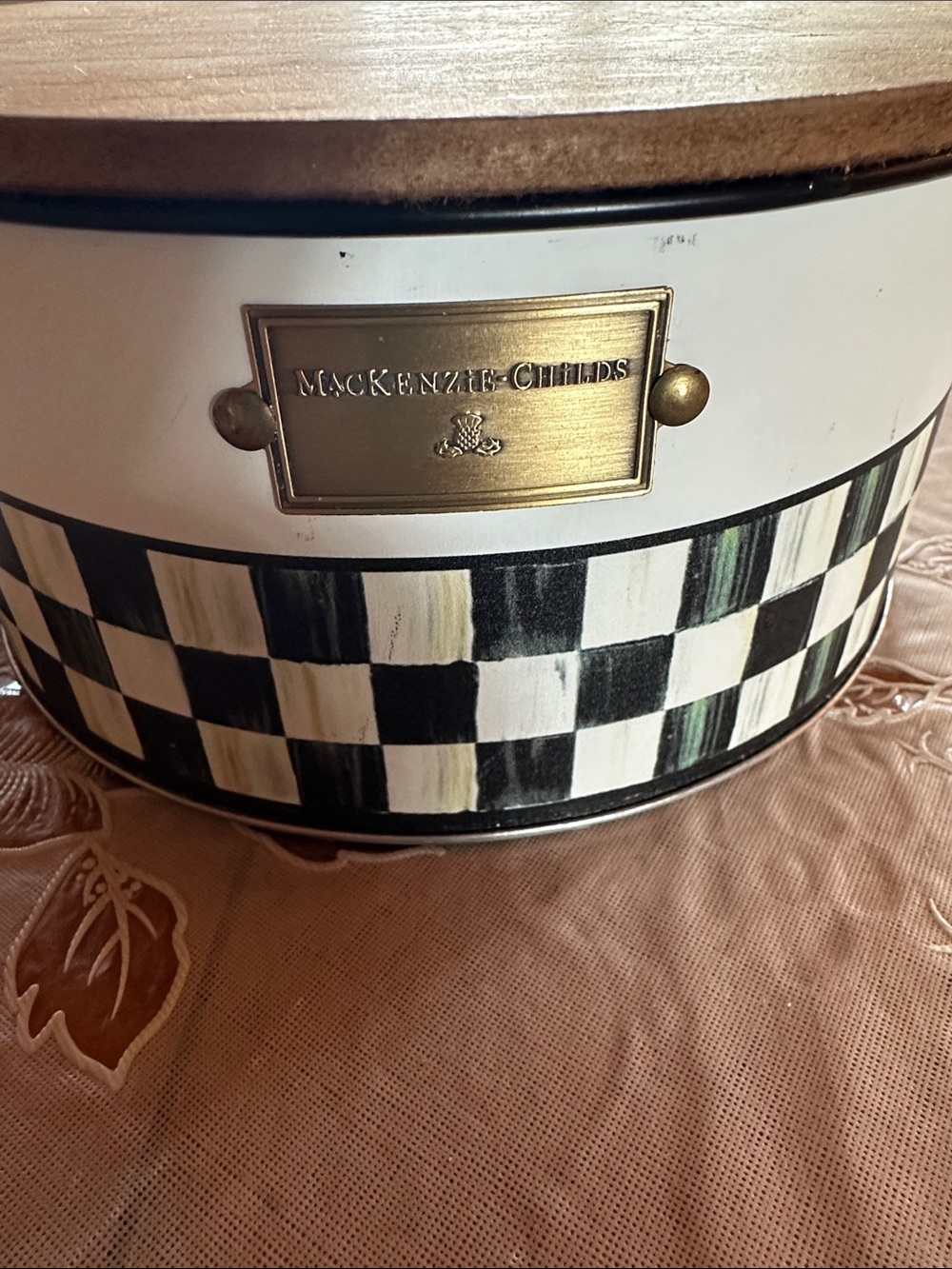 MacKenzie-Childs Large Spectator Citronella Candle in Courtly check tin NWT